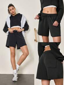 GLOWMODE SoftSerene 莫代尔百慕大可调节口袋短裤 日常休闲 - 黑色 - 查看 7