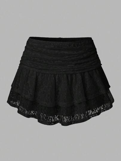 Sweetra 女士夏季假日蕾丝刺绣多层半身裙 Y2K 适合节日派对