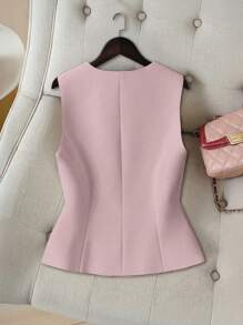 GlowEve Women's Stylish V-Neck White French Retro Fashion Elastic Waist Short Tank Top