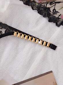 SHEIN Esselle Bộ đồ lót ren thêu hoa lụa 2 mảnh trang trí áo ngực và quần lót gợi cảm cho nữ - màu đen - Xem 3