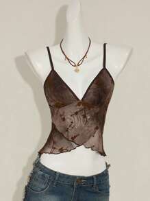 SHEIN ICON Women's V-Neck Sleeveless Casual Frill Strap Tank Top - Multicolor - View 3