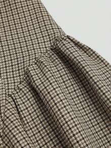 Sweetra Plus Size Elegant Casual Plaid Square Collar Bowknot Waist Dress - Coffee Brown - View 4