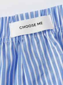 Manfinity Underwear&Sleepwear Basics 2pcs/Set Men's Loose Fit Letter & Striped Airy Pants