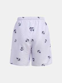 SHEIN Leap Crew Bóxer de natación estampado con rayas azul marino para niños preadolescentes, informal, cómodo, versátil, a la moda, de tela suave, apto para uso diario, viajes, deportes al aire libre, playa, primavera/verano - Celeste - Ver 5