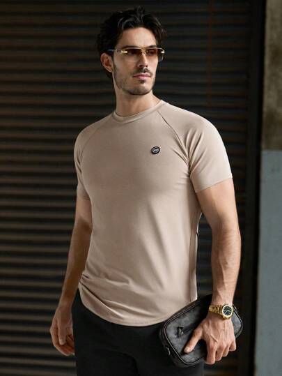 Manfinity VCAY Men's Knitted Casual Loose Fitting Short Sleeve T-Shirt, Summer