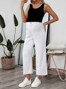 SHEIN Pantalones capri blancos slim fit para maternidad