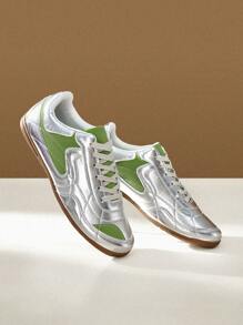 CUCCOO EASI 女式黑色复古休闲运动鞋 - 銀色 - 查看 6