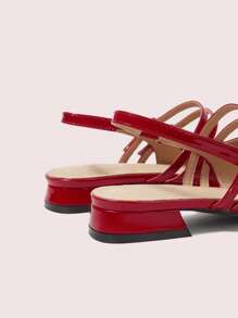 CUCCOO DOLLMOD Women's Stylish Red Mary Jane Slingback Shoes, Simple Casual Comfortable For Commute, Date, Party, Holiday