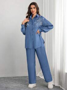 Mulvari Women Two Pieces Outfits For Daily Wear