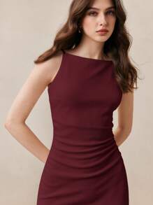 BizChic Đầm nữ mùa Xuân/Hè mới màu đỏ Angora, dây mảnh, eo nhún, xẻ tà, kiểu dáng thanh lịch và sang trọng, phù hợp cho công sở hàng ngày, mang hơi hướng lãng mạn thập niên 90, thích hợp cho Giáng sinh, Năm mới, Ngày Valentine, tiệc tùng, đi biển, lễ tốt nghiệp, thời trang, lễ hội, kỳ nghỉ, dễ phối đồ, phong cách tối giản lãng mạn, phù hợp cho khách dự đám cưới, chủ nhà, hẹn hò, tiệc tùng, buổi hòa nhạc, bữa ăn sáng muộn, sân bay. - Màu Đỏ Sâu - Xem 5