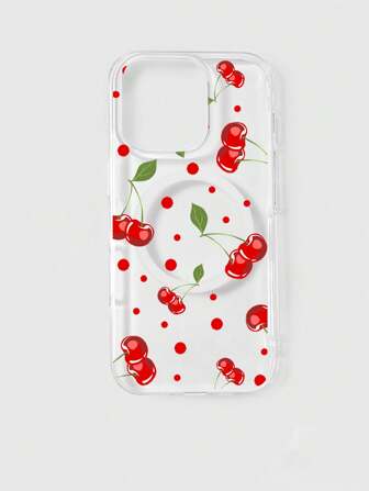 Kawaii 1 pieza Funda de teléfono móvil de color rosa cereza, compatible con Apple 11/12/13/14/15 Pro Max