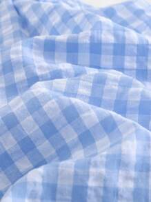 Cozy Pixies Baby Girl Strawberry Pattern Square Neck Ruffle Trim Jumpsuit - Blue and White - View 5