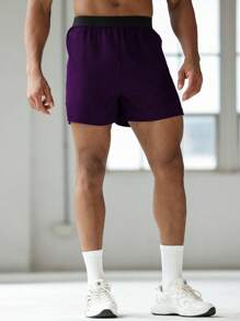 Gym Rark 男士夏季撞色弹力腰侧开衩运动短裤毛衣短裤跑步短裤健身 - 紫色 - 查看 4