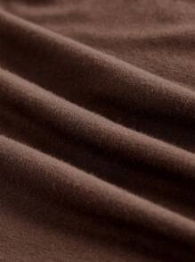 ROMWE Hippie 女式复古宽松V领木珠装饰蝙蝠袖T恤 - 咖啡棕 - 查看 4