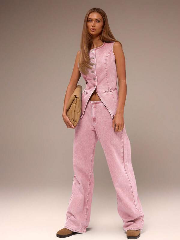 MUSERA Low Waist Straight Leg Jeans Winter