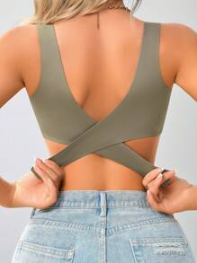 NudeFit 1 pieza Sujetador bandeau sin acolchado, elegante, transpirable y cómodo con espalda cruzada para mujer
