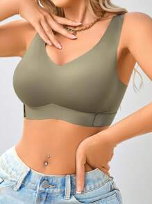NudeFit 1 pieza Sujetador bandeau sin acolchado, elegante, transpirable y cómodo con espalda cruzada para mujer