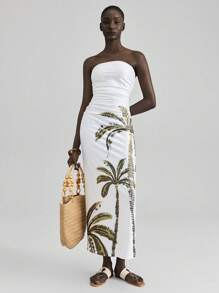 Ontre Robe d'été 2025 pour femmes avec imprimé palmier, convient pour le Jour de l'Indépendance, la plage, les vacances, la remise des diplômes, le bureau, la plage, les vacances, le thé, les fêtes, les vacances, le style casual, le style rétro vintage