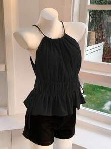 Comfortcana 纯色扭纹前褶休闲百搭背心，夏季