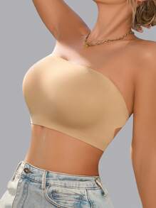 NudeFit 1 pieza Top tubo de mujer de nailon con forro, sin espalda, con cordones, cómodo y casual (Sujetador sin tirantes)