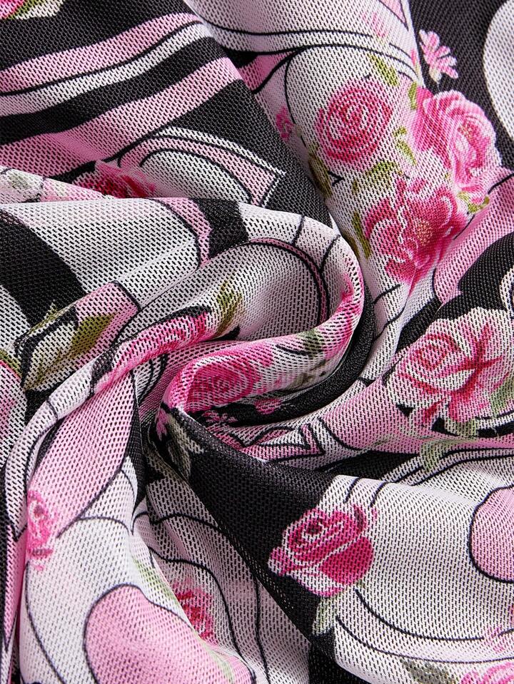 Our J-Fashion Y2K Aesthetic Lace Rose Floral Print Plus Size Women