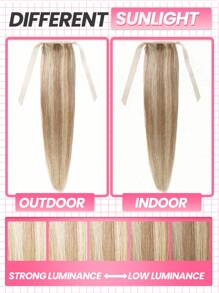 1Pc Ribbon Tie Wrap Around Straight Ponytail Human Hair Extension 12P613# Extensions For Women Daily Use Easy To Wear Hair Extensions