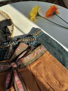 Zolique Damen Retro-Stil Farbblock Loose Vacation Lässig Shorts - Verschiedenfarbig - Übersicht 4