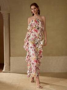 MOTF PREMIUM FLORAL PRINT RUFFLE TRIM DRESS - Multicolor - View 2