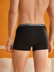 4 Pack Men's Letter Waistband Faux Craft Design Briefs