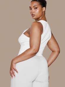 MUSERA 加大码工字领无袖背心，假日、优雅、休闲春季夏季复活节穿搭 - 白色 - 查看 3