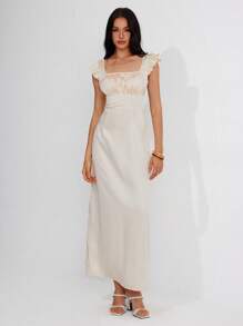 Roylia Women's Elegant Fashion Cap Sleeve Long Dress - Apricot - View 6