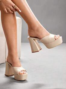 CUCCOO SZL CUCCOO 女士高跟防水台时尚凉鞋 - 杏色 - 查看 7