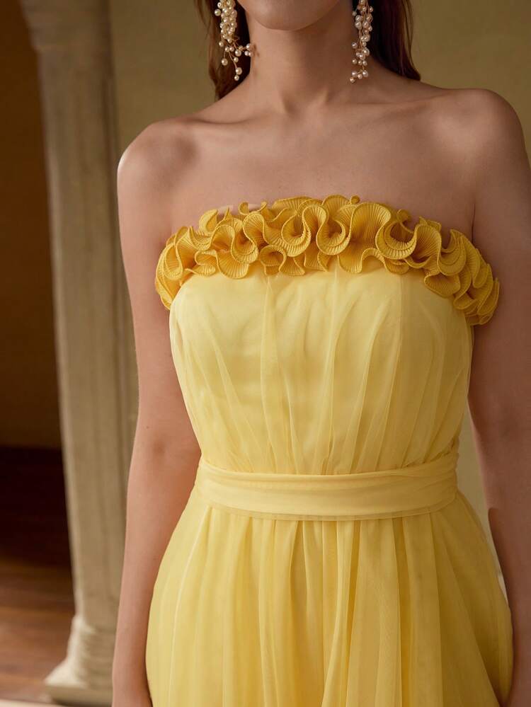 GATHERED FLOWY COCKTAIL DRESS