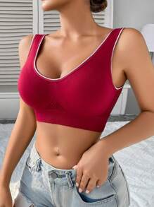 SHEIN 1pc Women Seamless Undergarment Bra - Red - View 3