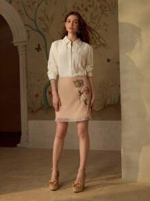 MOTF PREMIUM VÁY LINEN IN HOA CÓ VÒNG TUA RUA - Màu Khaki - Xem 9