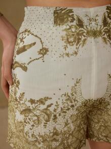 MOTF PREMIUM FLORAL PRINT ZIPPER SHORTS