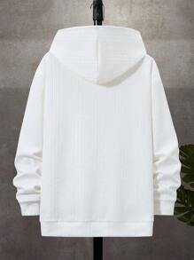 Manfinity Homme Plus Size Men's Solid Color Pocket Zipper Hoodie Sweatshirt, Fall