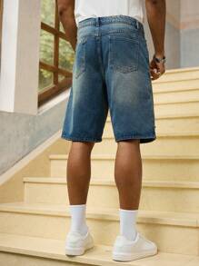 Manfinity Homme Herren Lässig gewaschene und destroyed Denim Shorts