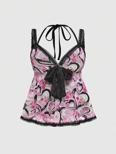 J-Fashion Y2K Aesthetic Lace Rose Floral Print Plus Size Women Graphic T-Shirt