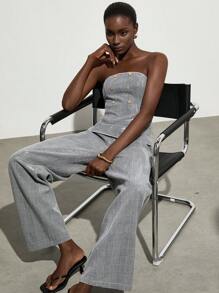 SHEIN Privé Set de 2 piezas de Top recortada con estampado de cuadros blancos y negros y lentejuelas para mujer