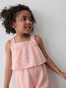 Maija Kids Maija Kids Loose Casual Embroidered Jumpsuit For Young Girls - Burnt Orange - View 4