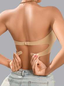 NudeFit 1 pieza Top tubo de mujer de nailon con forro, sin espalda, con cordones, cómodo y casual (Sujetador sin tirantes)