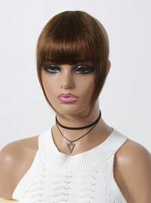 Tóc mái bằng tóc thật có mái tóc mai màu nâu kẹp vào tóc nối thân thiện với người mới bắt đầu tóc thật dễ dàng để sử dụng - S4 - Xem 5