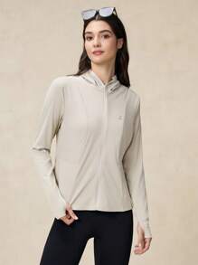 OutZeal SunProof UPF50+ Cooling Hooed Sun Protection Jacket Women With Mask, Detachable Brim, Hat Hole - Beige - View 10