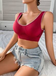 SHEIN 1pc Women Seamless Undergarment Bra - Red - View 6