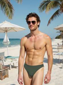 CoralVoy Bañador de unicolor para hombre, pantalones de baño casuales para playa y vacaciones - Marrón - Ver 3