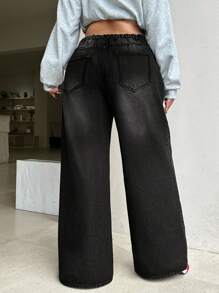 SHEIN ICON Plus Size Blue Loose Casual Straight Leg Jeans