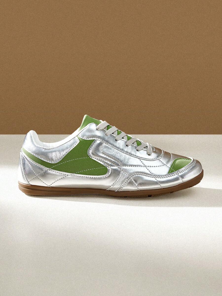 CUCCOO EASI 女式黑色复古休闲运动鞋 - 銀色 - 查看 1