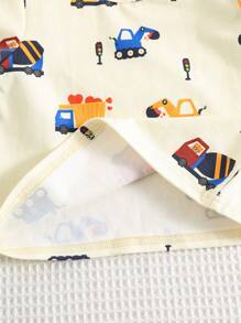 SHEIN 3件套男女通用婴儿情人节汽车和心形图案圆领短袖连体衣套装 - 藍色 - 查看 7