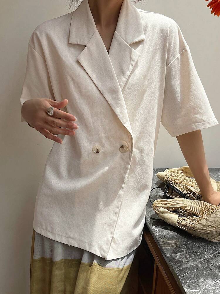 Summer New Women Business Casual Loose Blazer Linen